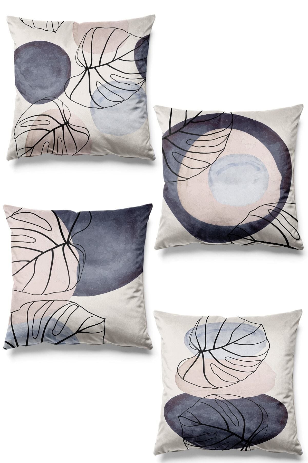 Pilloveland Double-Sided Printed Powder Patterned 4-Piece Suede Pillow Cover 1