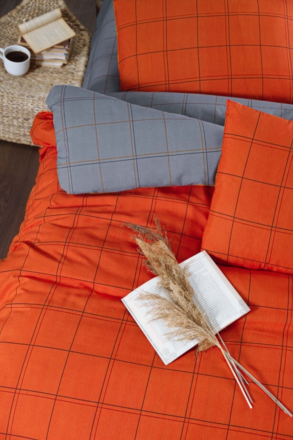 Mulberry Orange Duvet Cover Set Double 4 Pieces 200x220-Orange 2