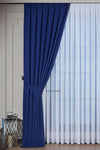 Beythome Parlement Blue Soft Velvet Curtain - Pleated Single Panel - 1/2 Medium Pleat 1