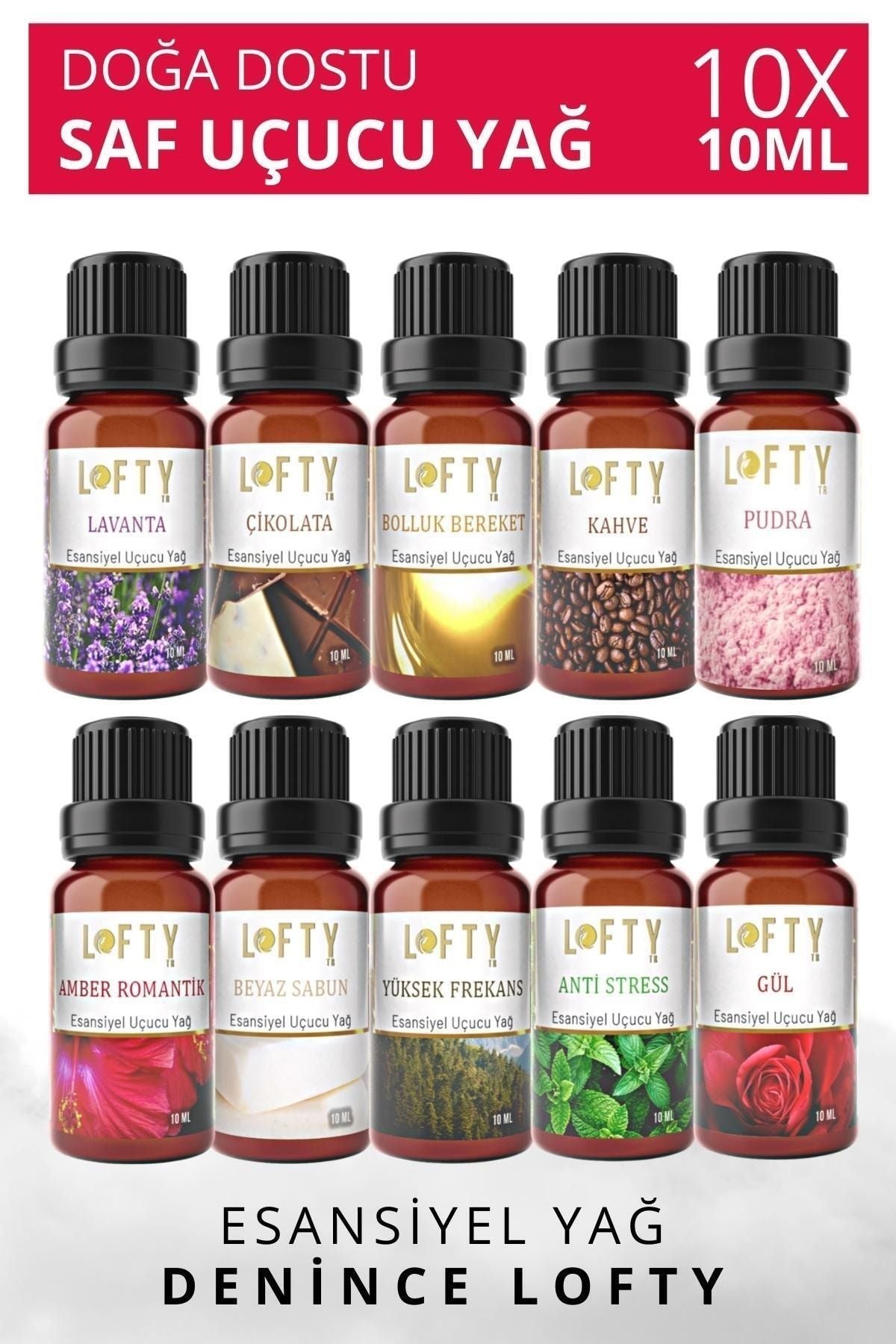 Lofty 10-Piece Set Essential Oil Burner Essence Room Fragrance Essential Oil 10 ml 1