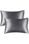 EVYA Silk Textured Cotton Satin 50x70 Cm Pillowcase Non-Sweat Odorless Curly Hair Dark Gray 2 Pieces 1