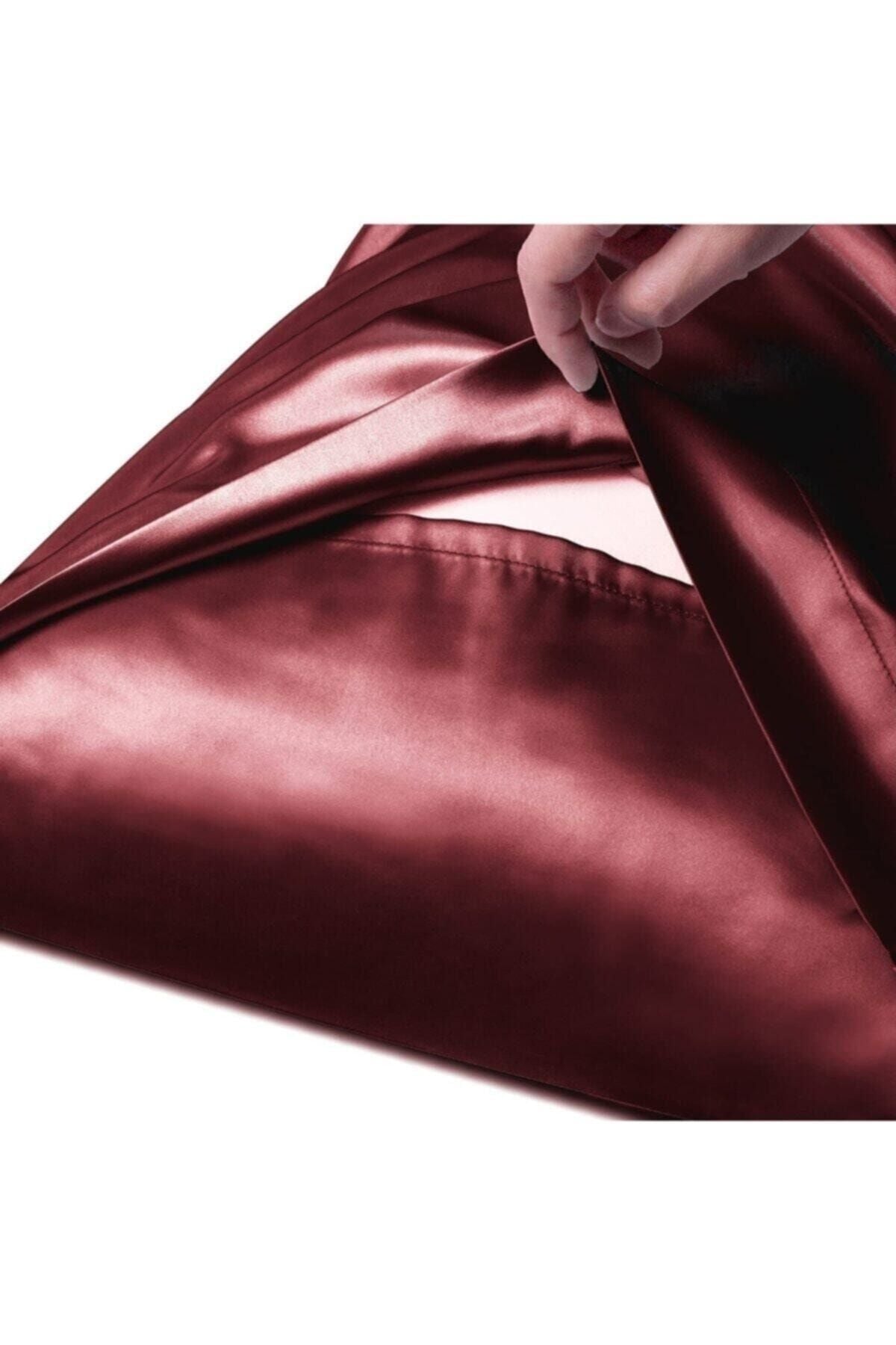 EVYA Silk Satin 50x70 Cm Pillowcase 2 Pcs Hair Scrunchie Curly Hair Burgundy 2 Pcs 7