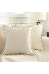 Alkan Homes 2 Pieces Light Cream Colored Pom Pom Decorative Pillow Cover 1