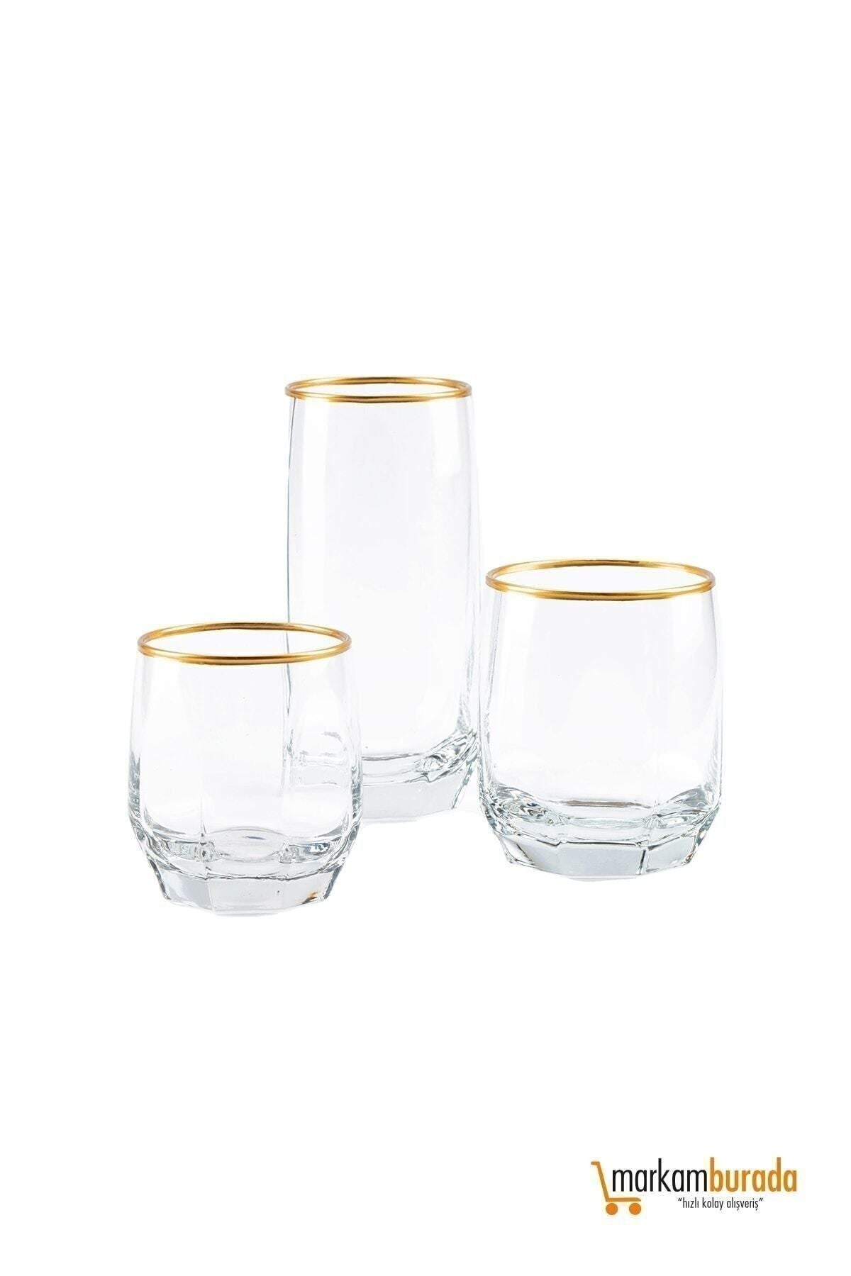 Markam Burada Outlet Golden Gilded 18-Piece Beverage Glass Set 3