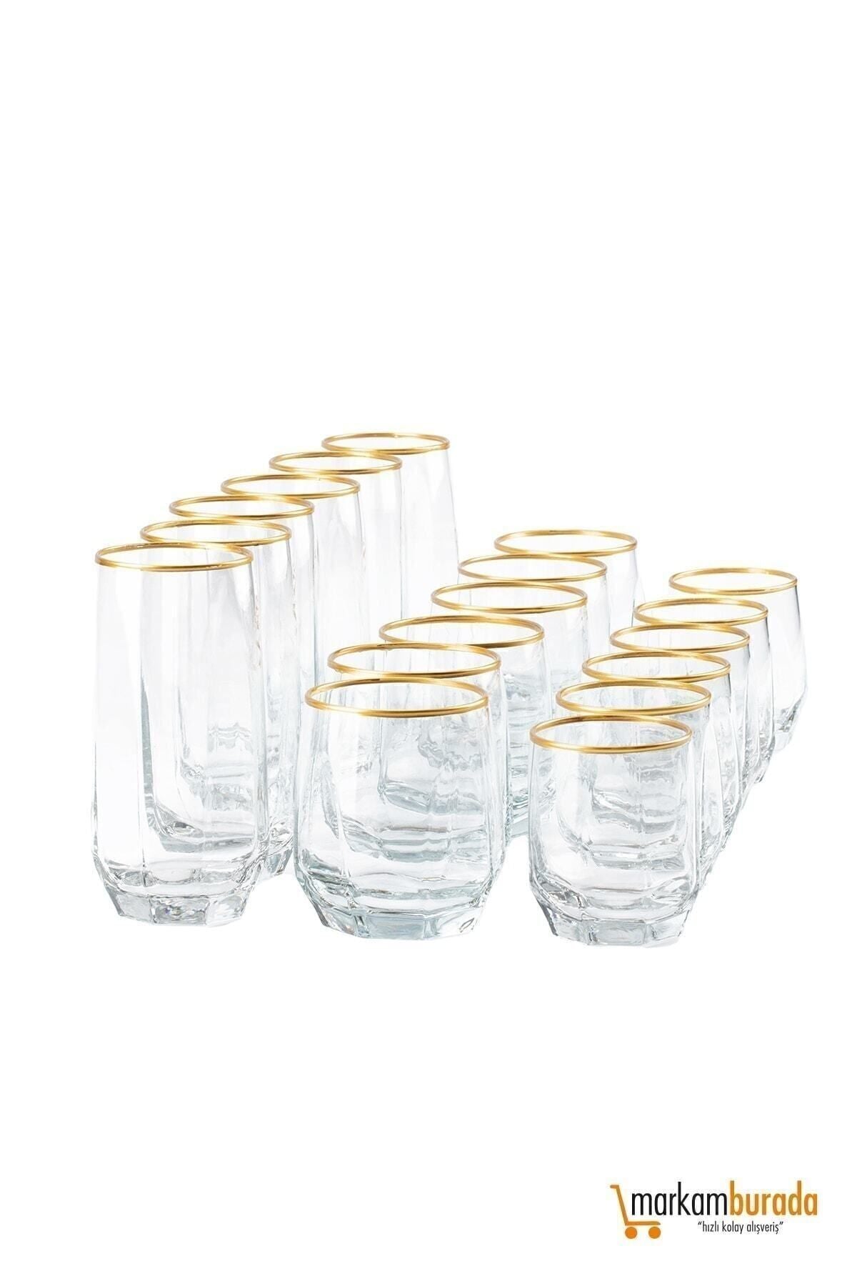 Markam Burada Outlet Golden Gilded 18-Piece Beverage Glass Set 4