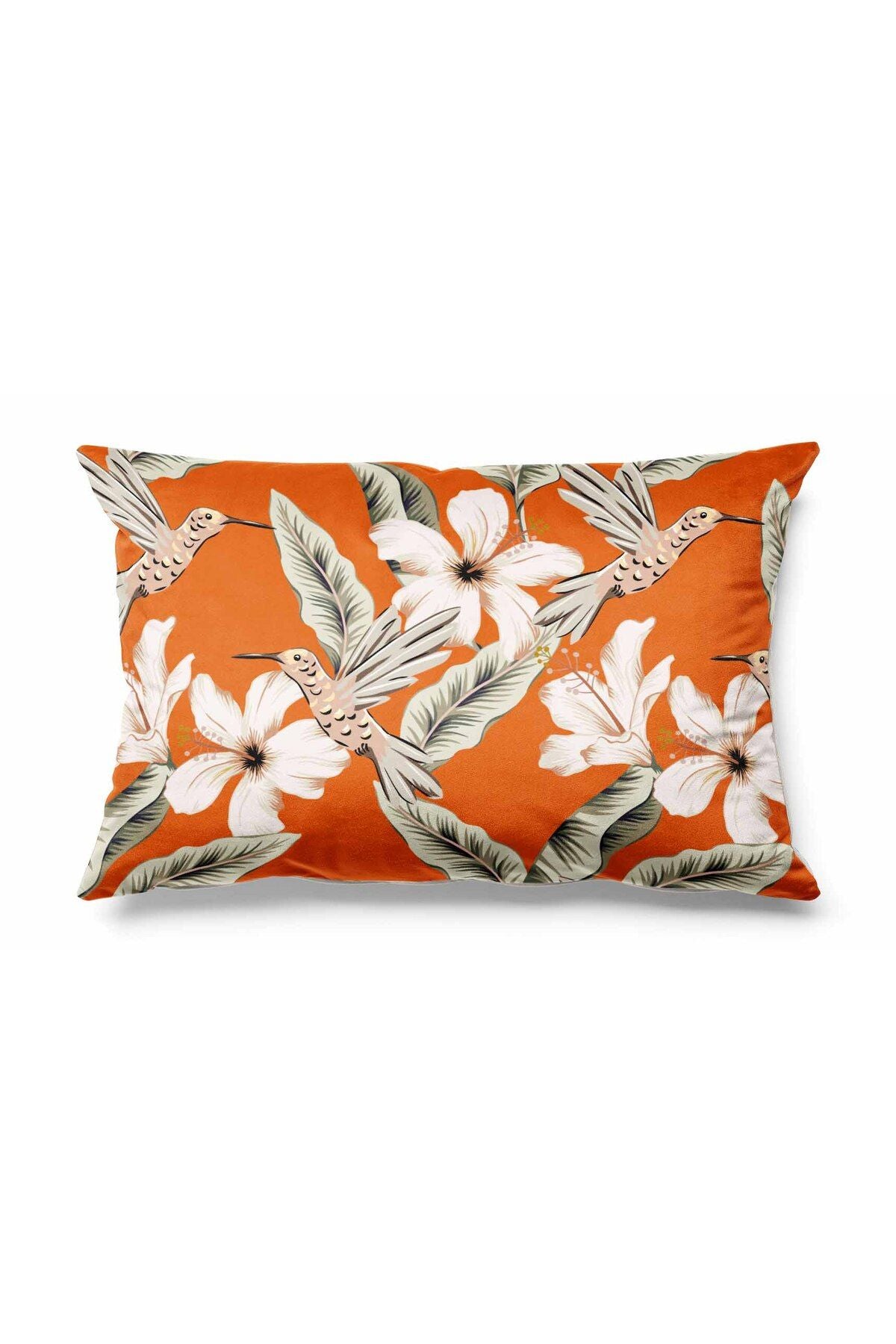 Pilloveland Rectangular Hibiscus Patterned Double-Sided Printed Suede Cushion Cover 1