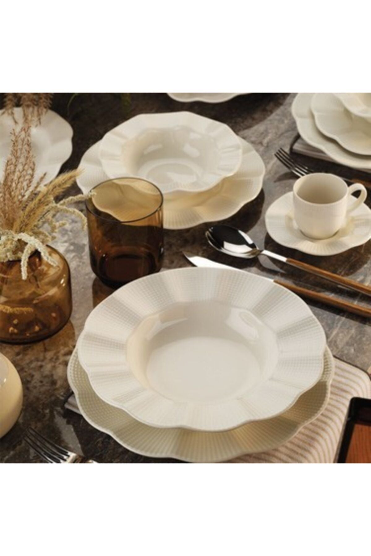 Kütahya Porselen Milena Cream Plain 83 Piece Dinner Set 3