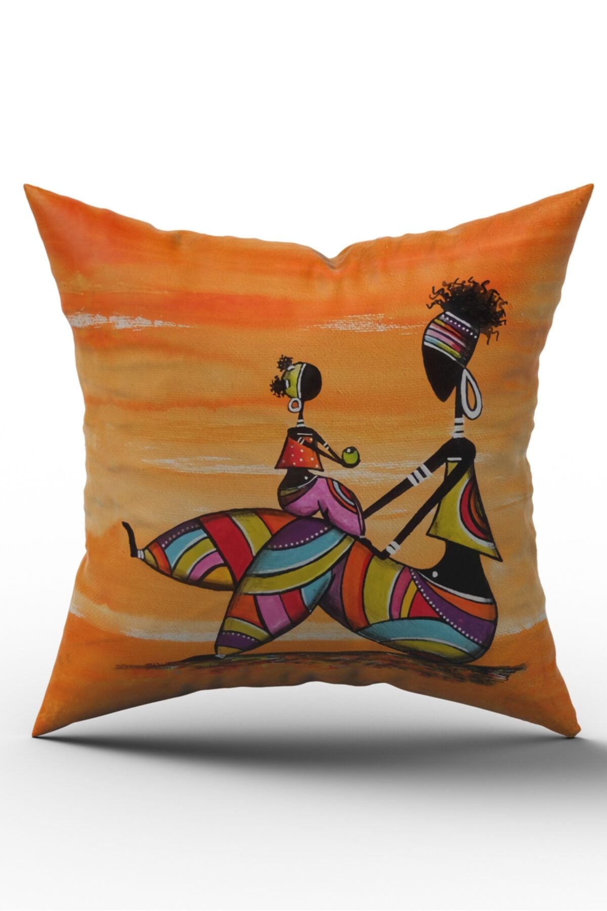 SasoHome Afrika Ethnic Figure Modern Design 4-Piece Decorative Pillow Cover (Ultra Quality Velvet Fabric) 6