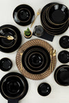 Keramika Black Gold Striped Dinner Set 24 Pieces 6 Person 2