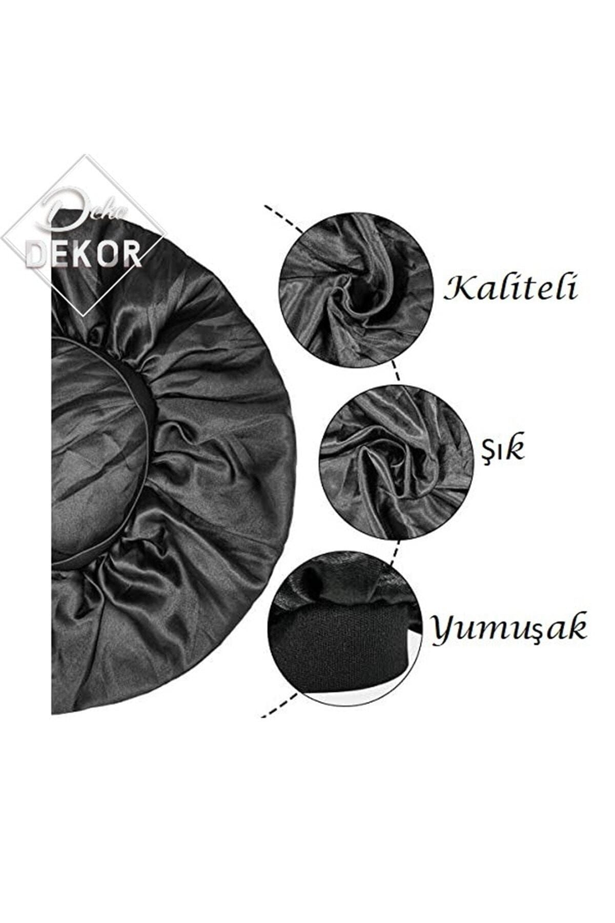 Deko Dekor Black Satin Bonnet, Satin Pillowcase & Hair Tie Set for Curly Hair 6