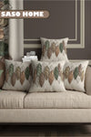 SasoHome Colorful Leaf Pattern Cushion Cover Set of 4 on Cream Background 1