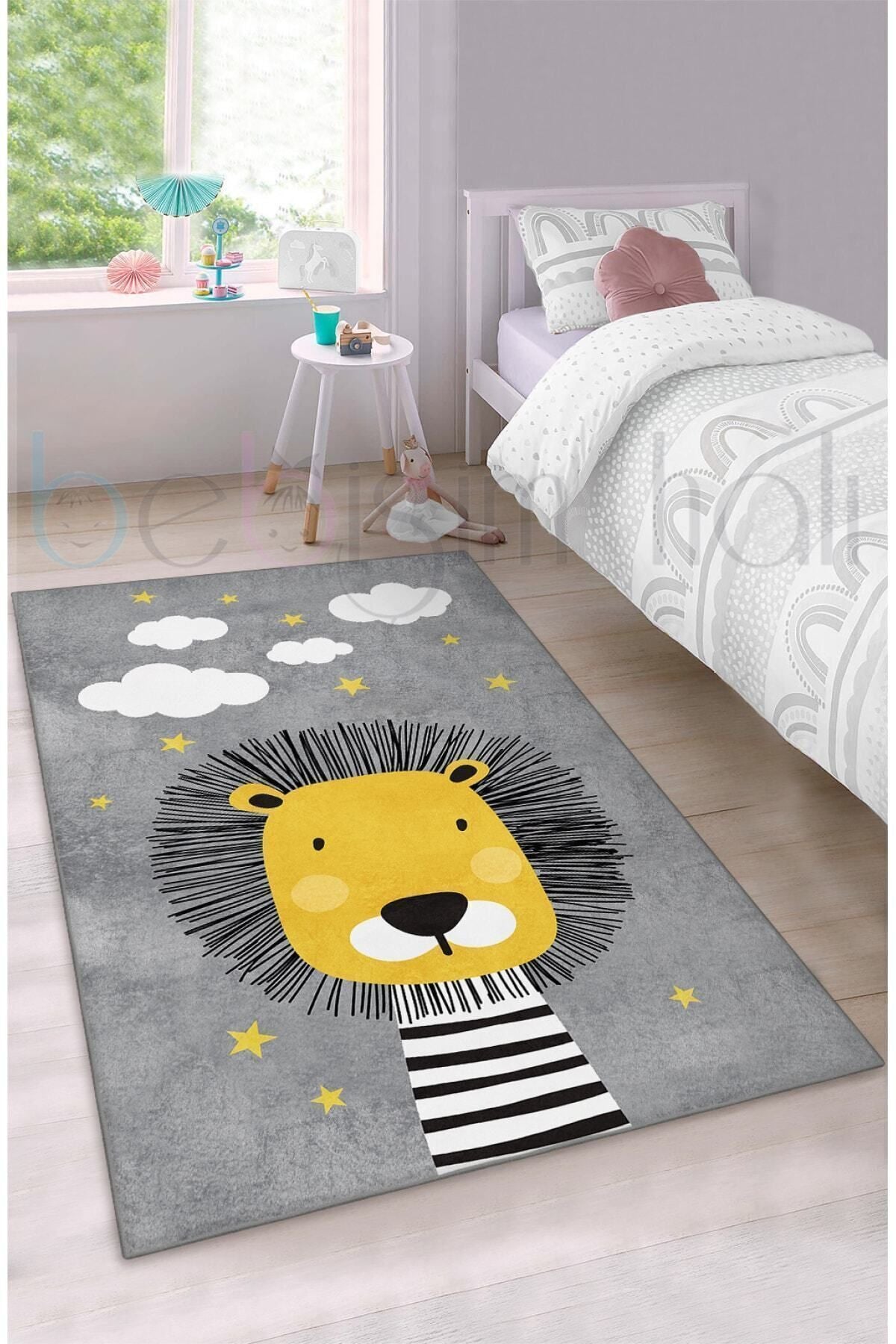 Bebişim Halı Cute Lion Patterned Kids Room Rug 2