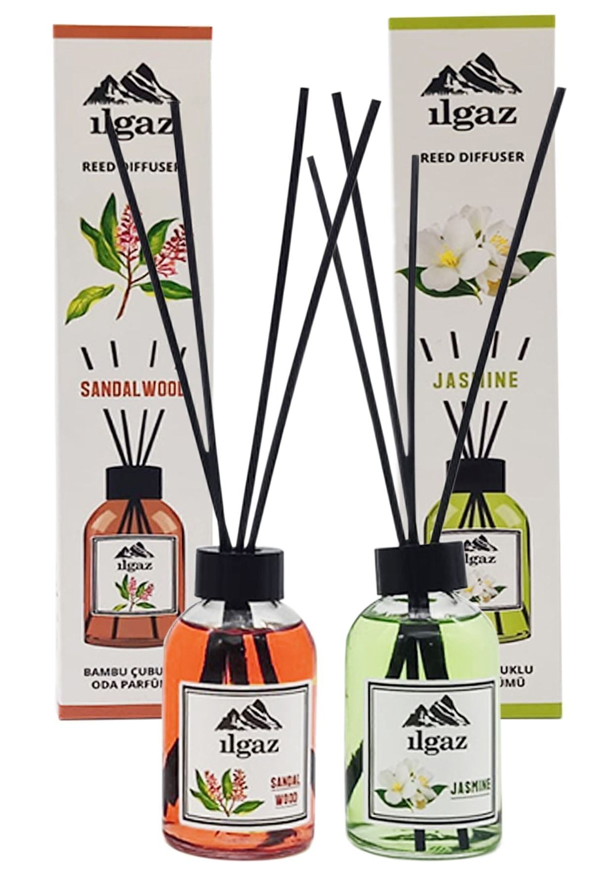 ILGAZ 2x1 Jasmine + Sandal Room Fragrance 110ml Jasmine + Sandal Bamboo Reed Diffuser 1