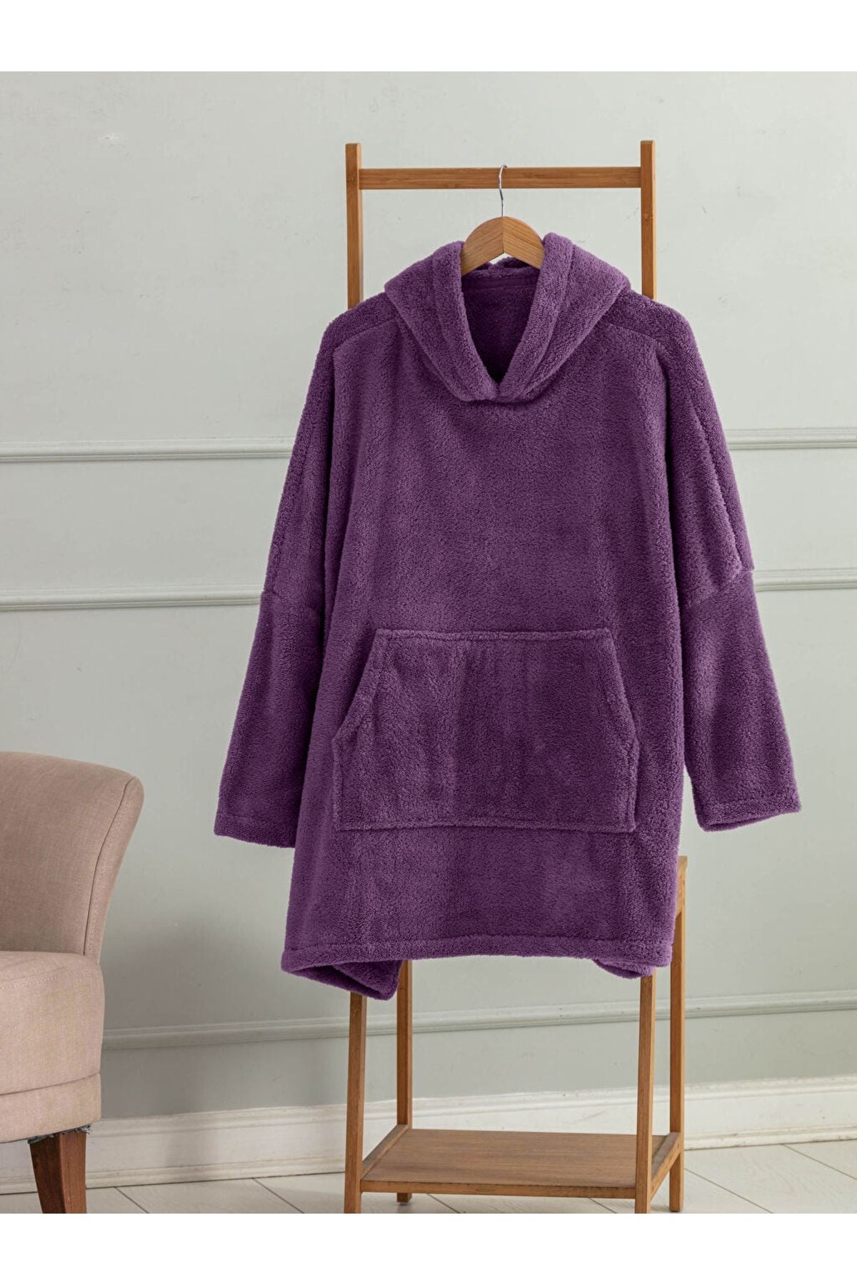 Mulberry Wellsoft Hooded Wearable TV Blanket Unisex Over Size - Purple 1