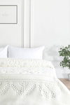 Merinos Pırıltı Embossed Double Blanket (With Slippers) - Ecru 1