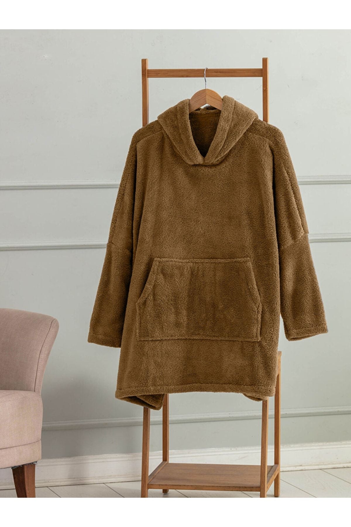 Mulberry Wellsoft Hooded Wearable TV Blanket Unisex Over Size - Camel 1