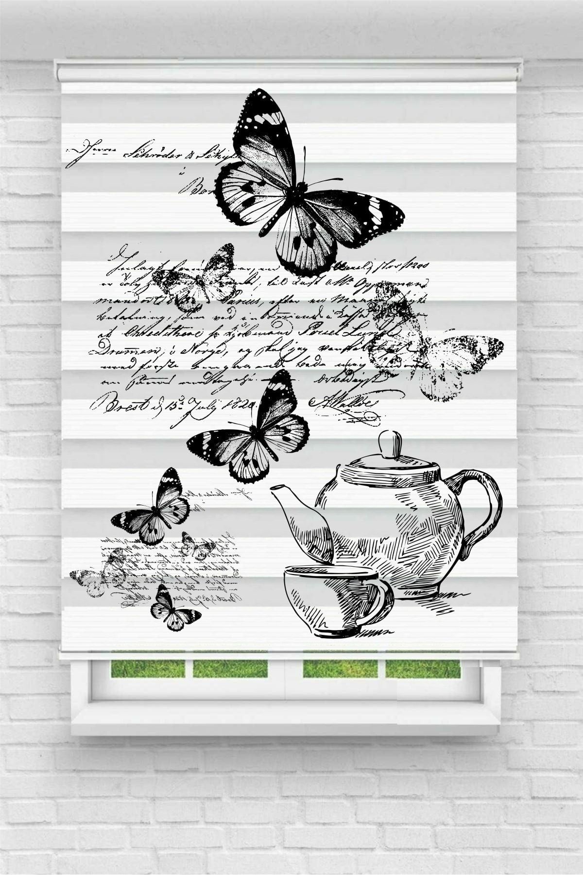 Grande Butterfly Tea Cup Digital Printed Kitchen Zebra Roller Blind 1