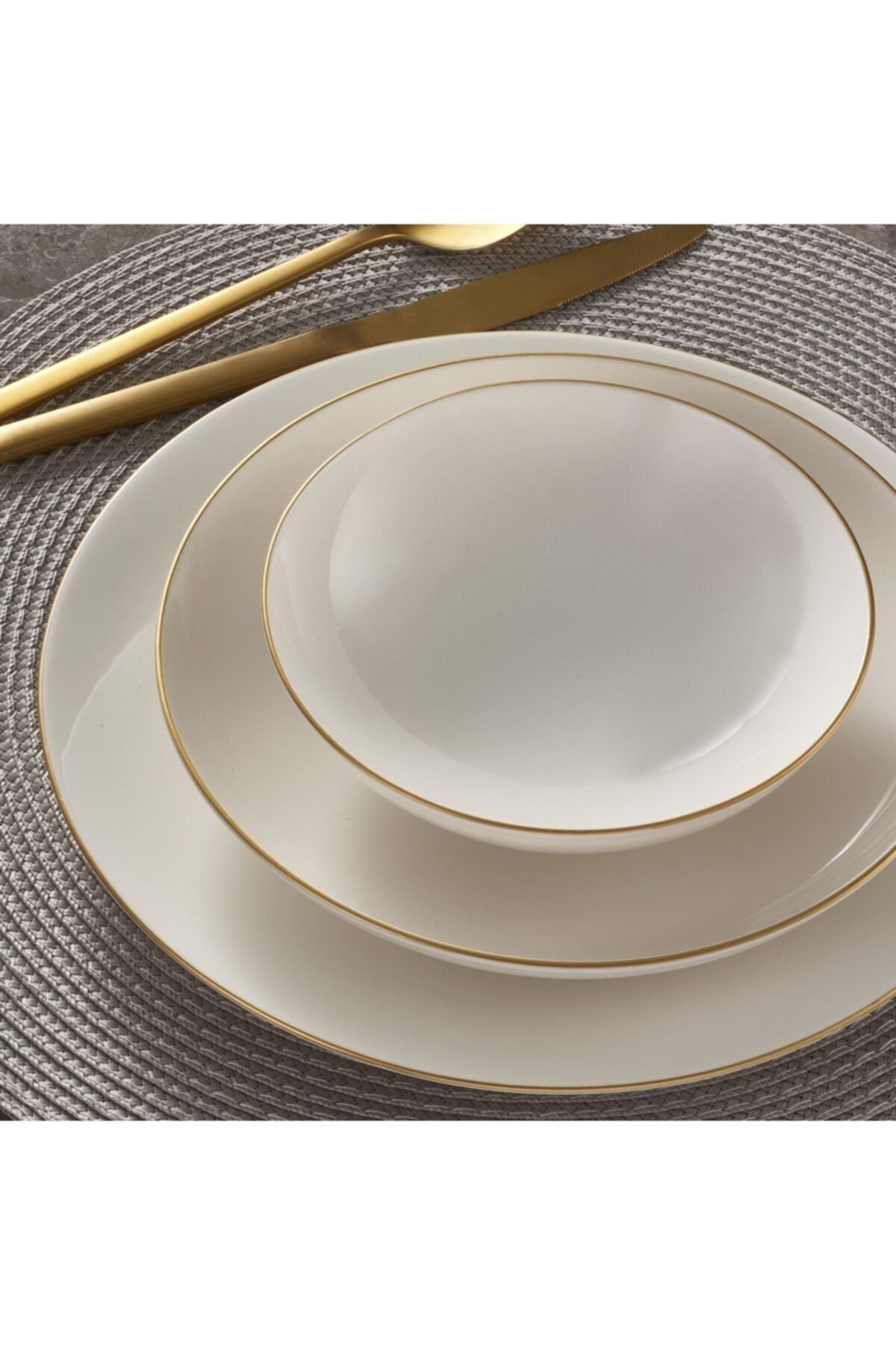 Güral Porselen Atina 24 Piece 6 Person Bone Dinner Set - Gold 3