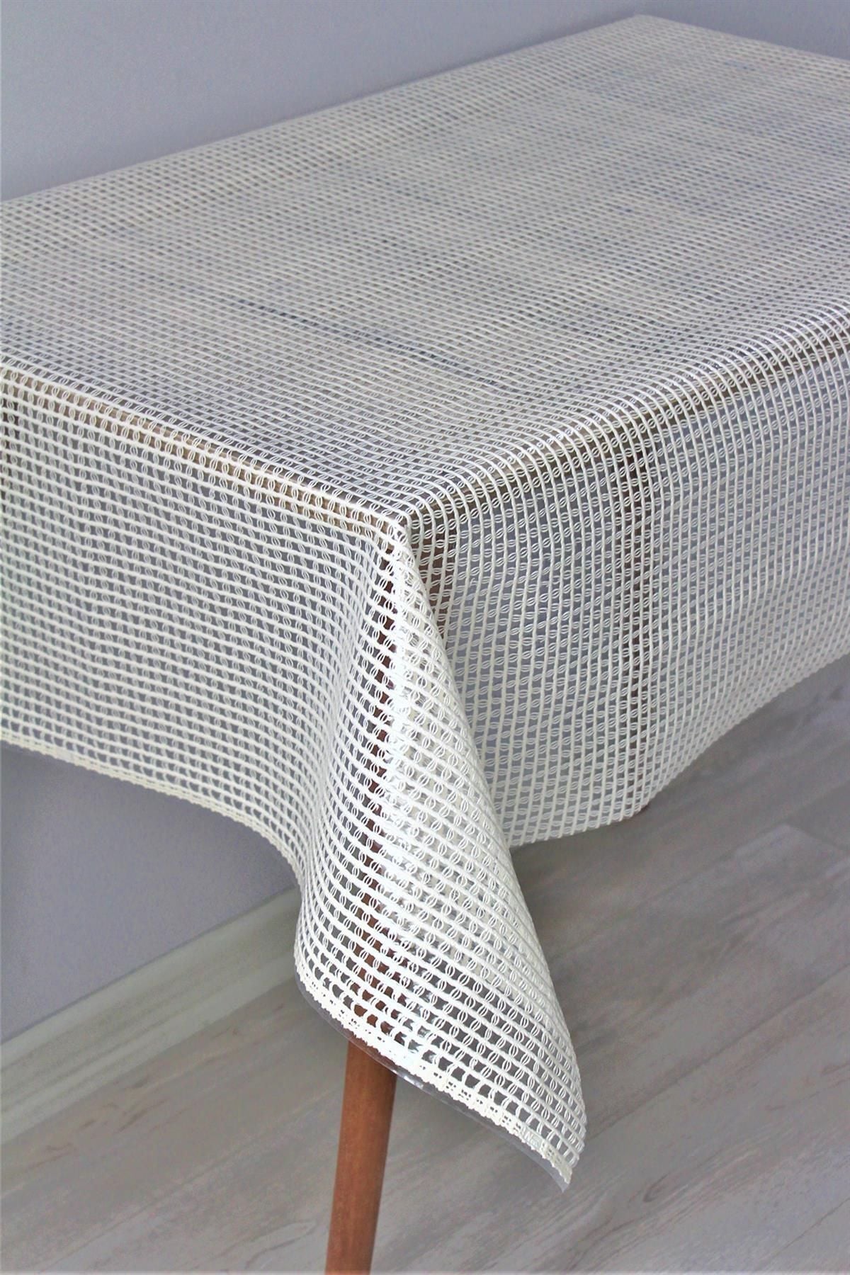 DedeEvTekstil Pvc Transparent Coated Wipeable Tablecloth Woven Rattan 2