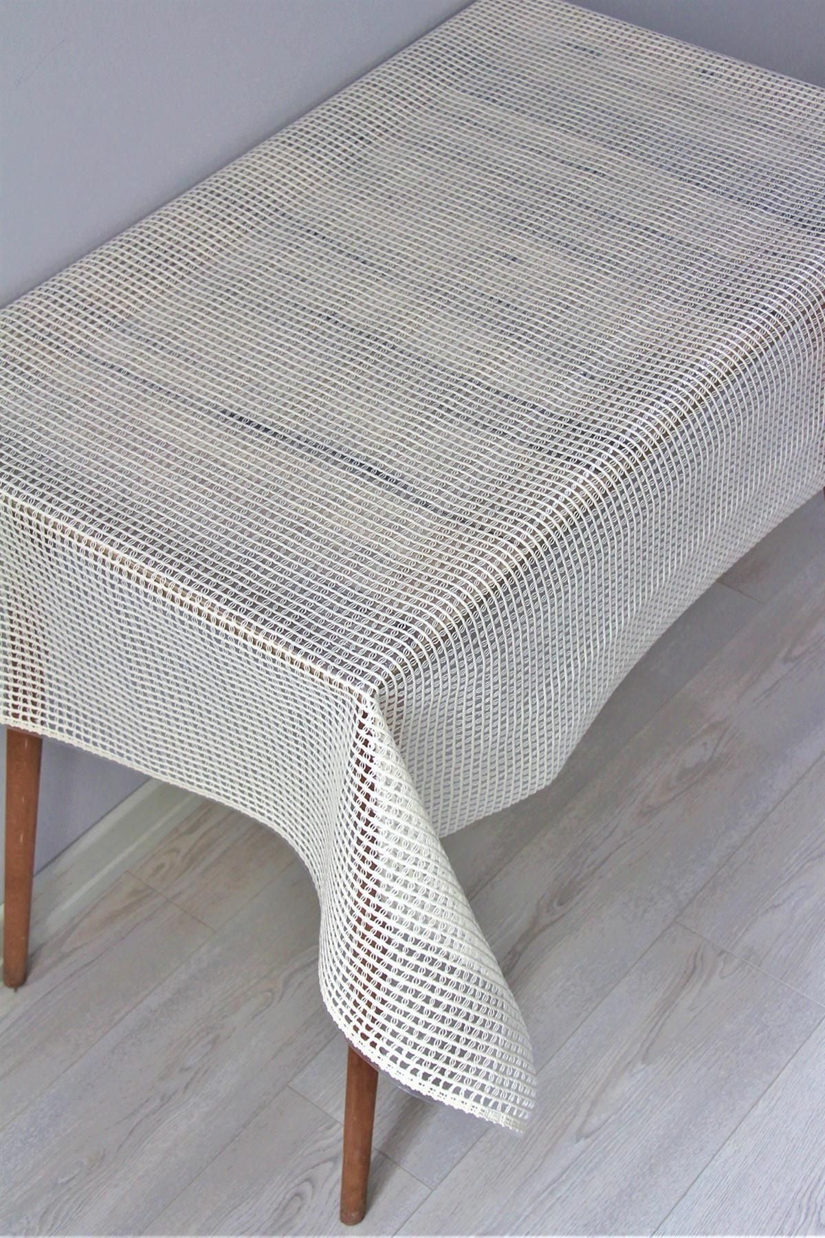 DedeEvTekstil Pvc Transparent Coated Wipeable Tablecloth Woven Rattan 3