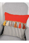 Aisha's Design Colorful Tassel Cushion Cover, Orange - Striped Pattern, K-196 1