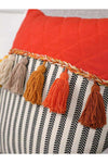 Aisha's Design Colorful Tassel Cushion Cover, Orange - Striped Pattern, K-196 2