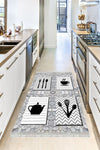 MOTTO HALI Eko Punto Non-Slip Dot-Based Washable Antibacterial Digital Print Kitchen Rug 1