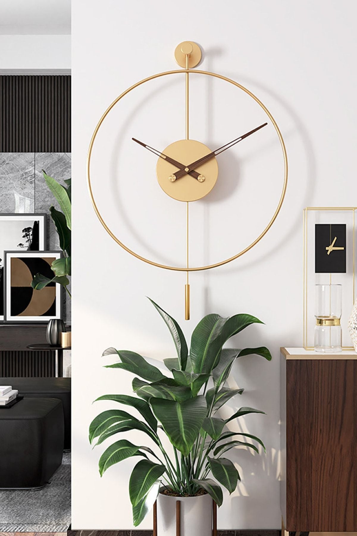 AGA KONSEPT Tiktok Plus 60 Cm Gold, Modern Decorative Pendulum Metal Wall Clock 1