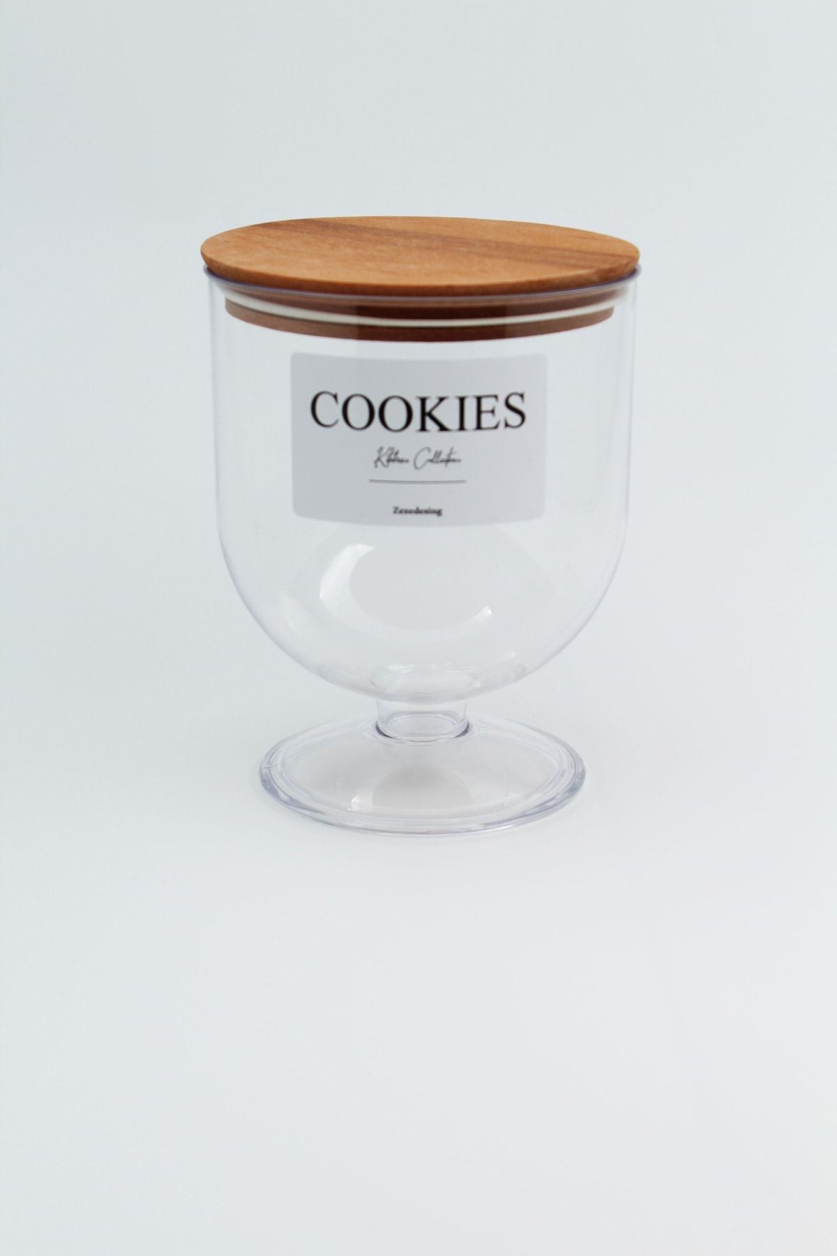 Zezedesing Wooden Vacuum Lid Transparent Cookie Jar 1500 Ml (Hard Plastic) 3