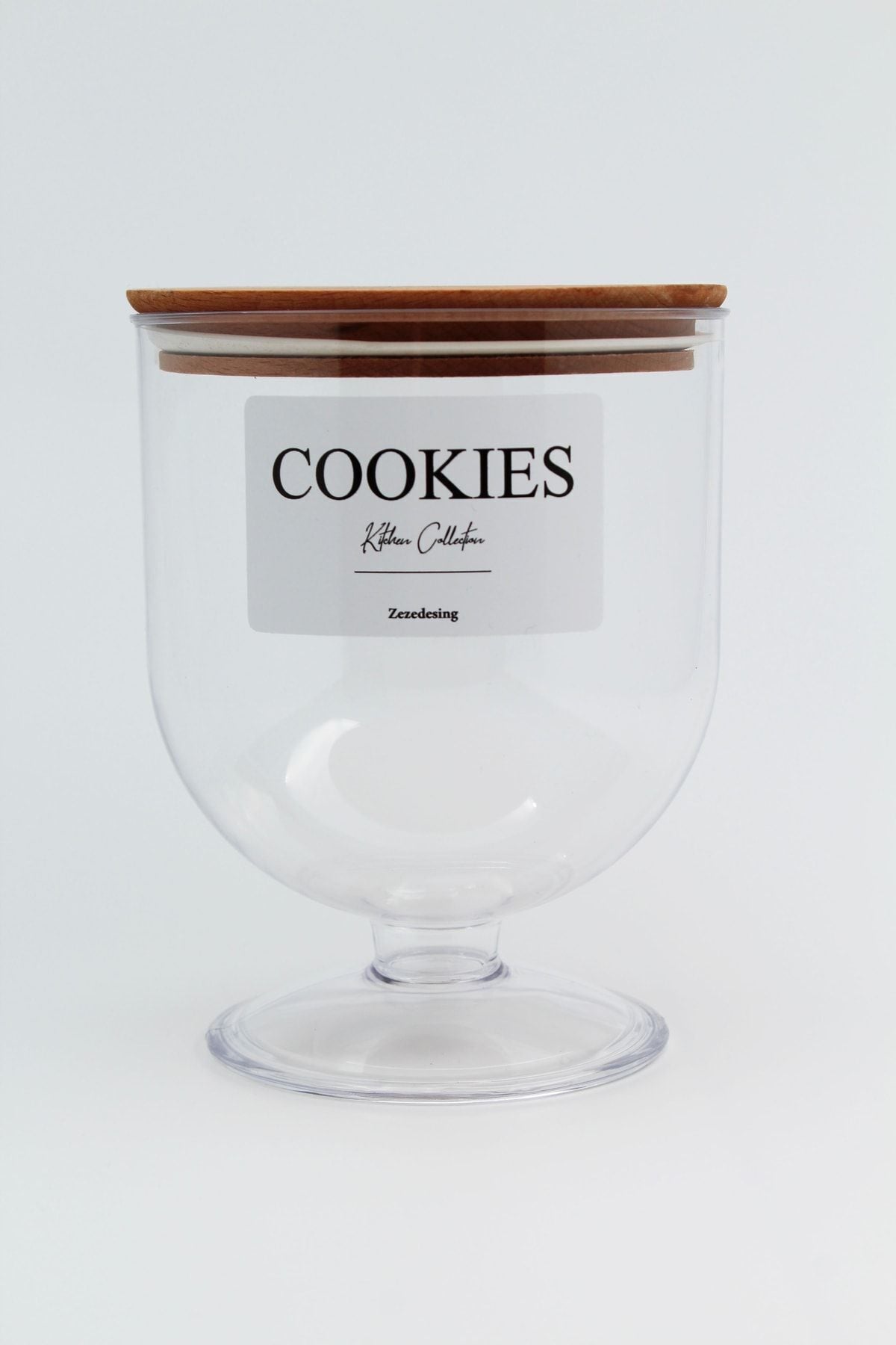 Zezedesing Wooden Vacuum Lid Transparent Cookie Jar 1500 Ml (Hard Plastic) 4