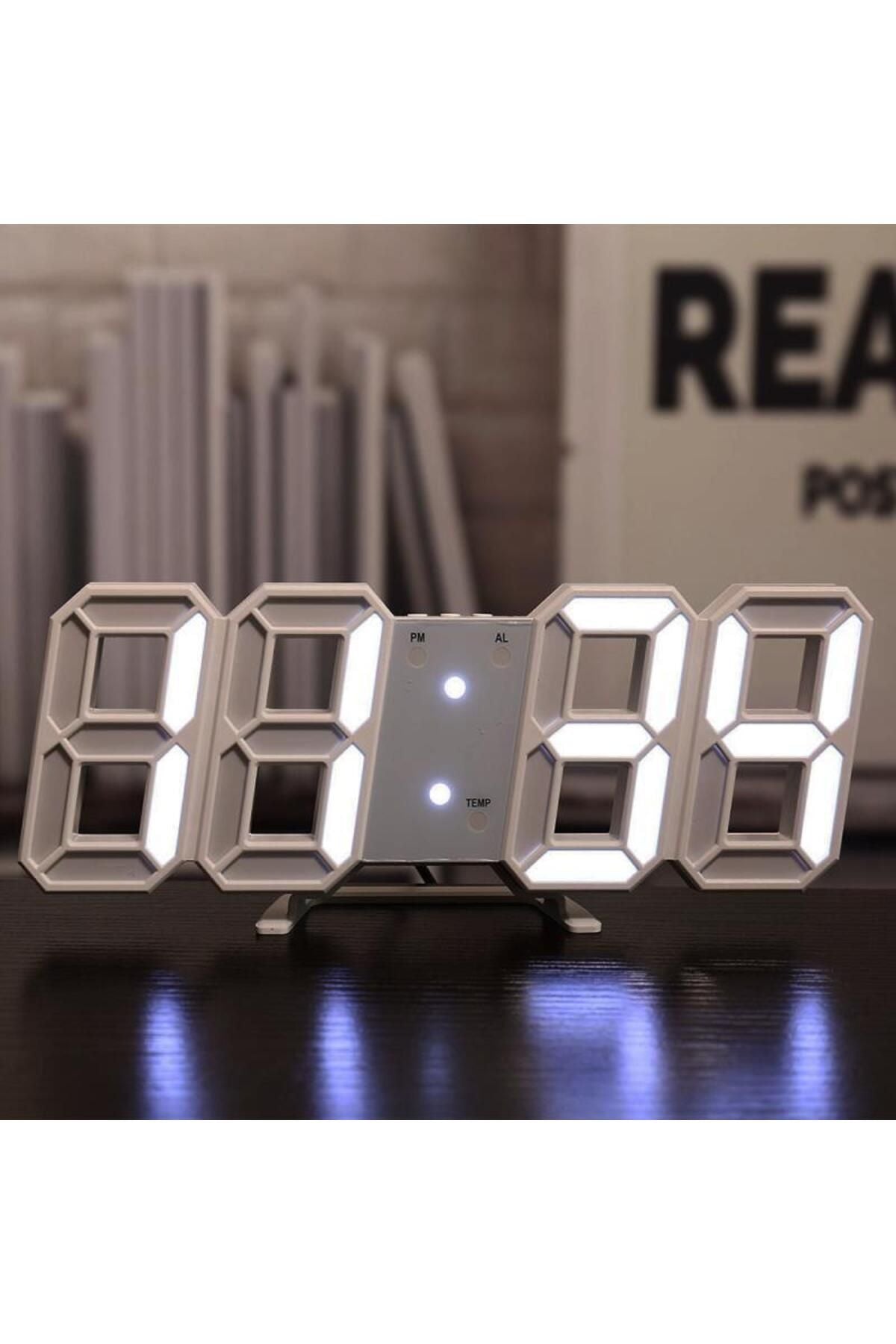 Valkyrie White LED Digital Decorative Desk Or Wall Clock 2