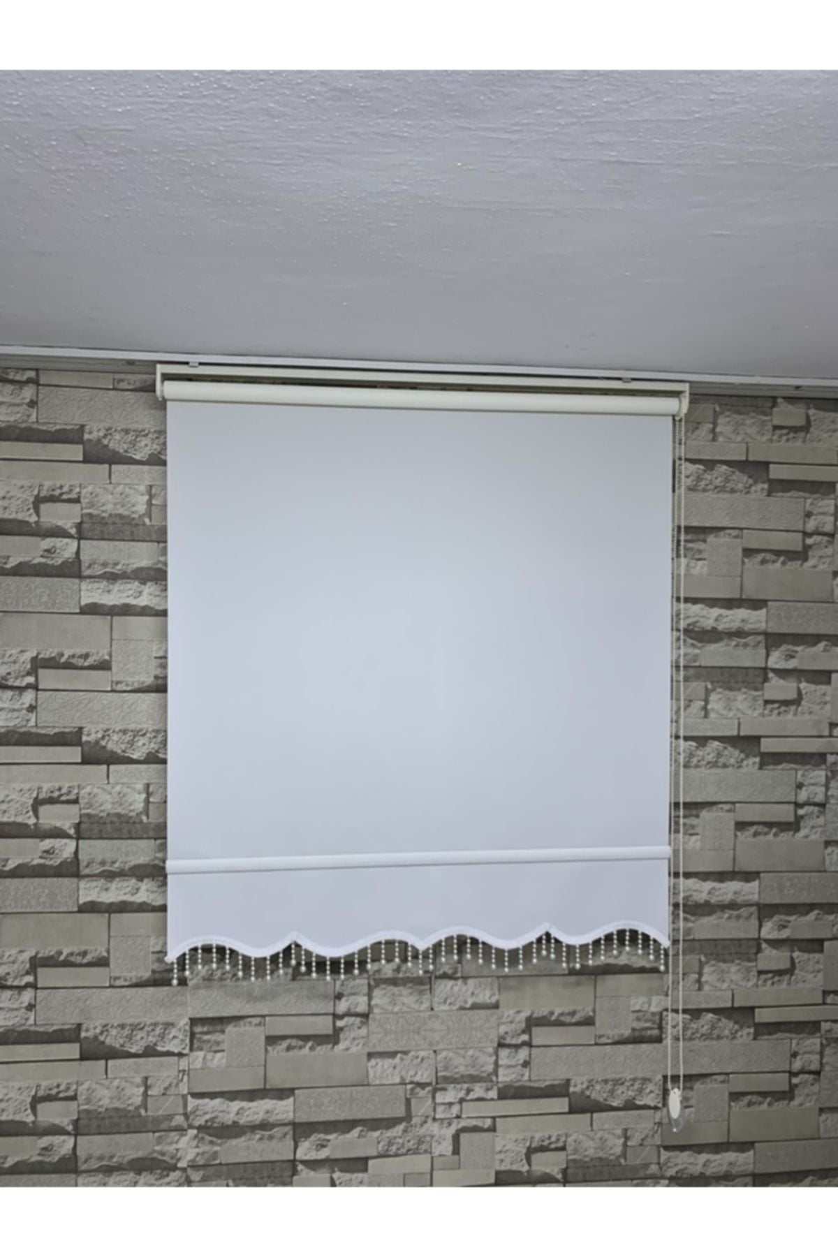 PERDECİNİZ Roller Blind Ecru Color - Sunshade Curtain - Home, Office - Quality Fabric (Bottom Beaded) 1