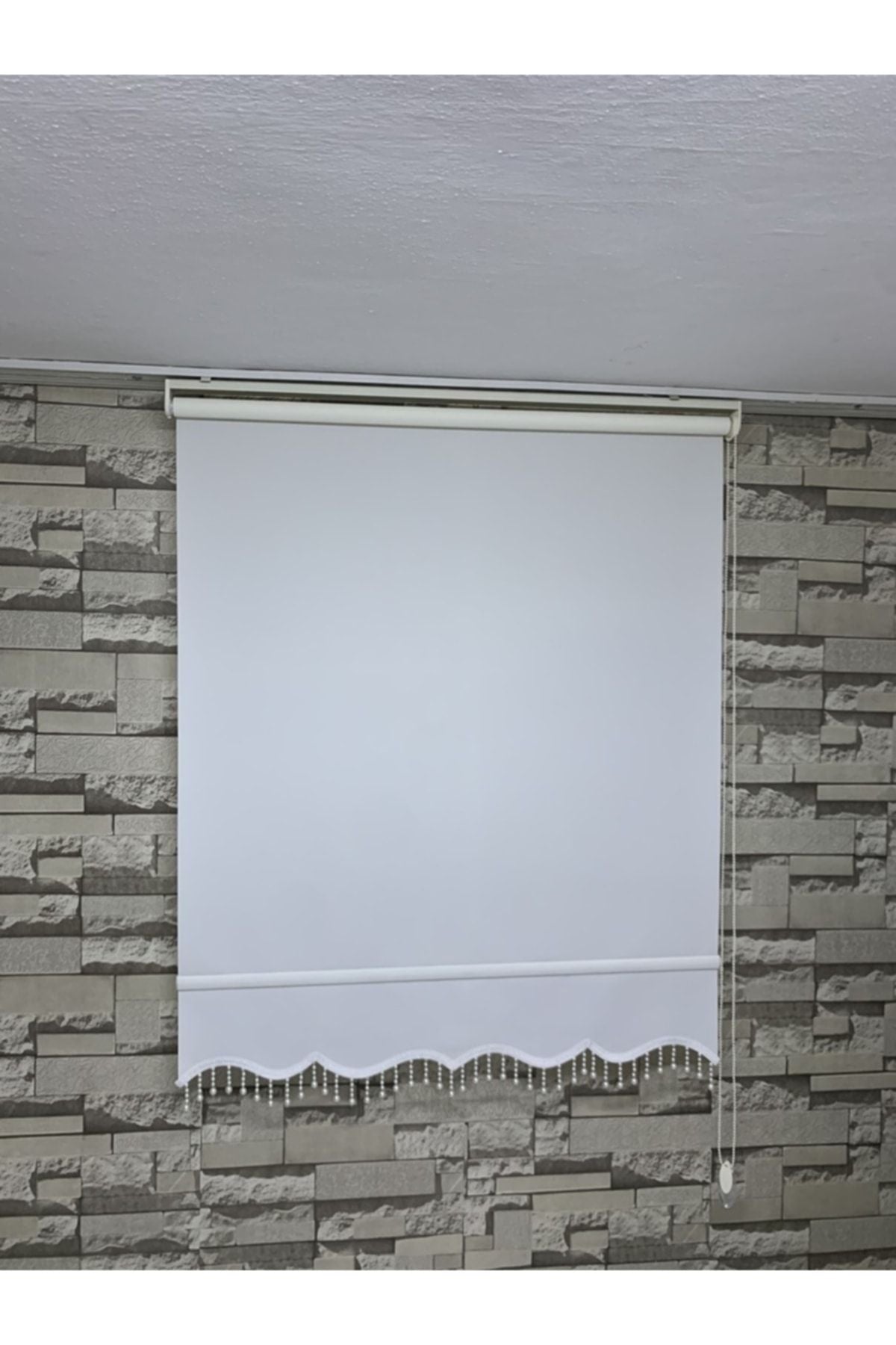 PERDECİNİZ Roller Blind Ecru Color - Sunshade Curtain - Home, Office - Quality Fabric (Bottom Beaded) 6