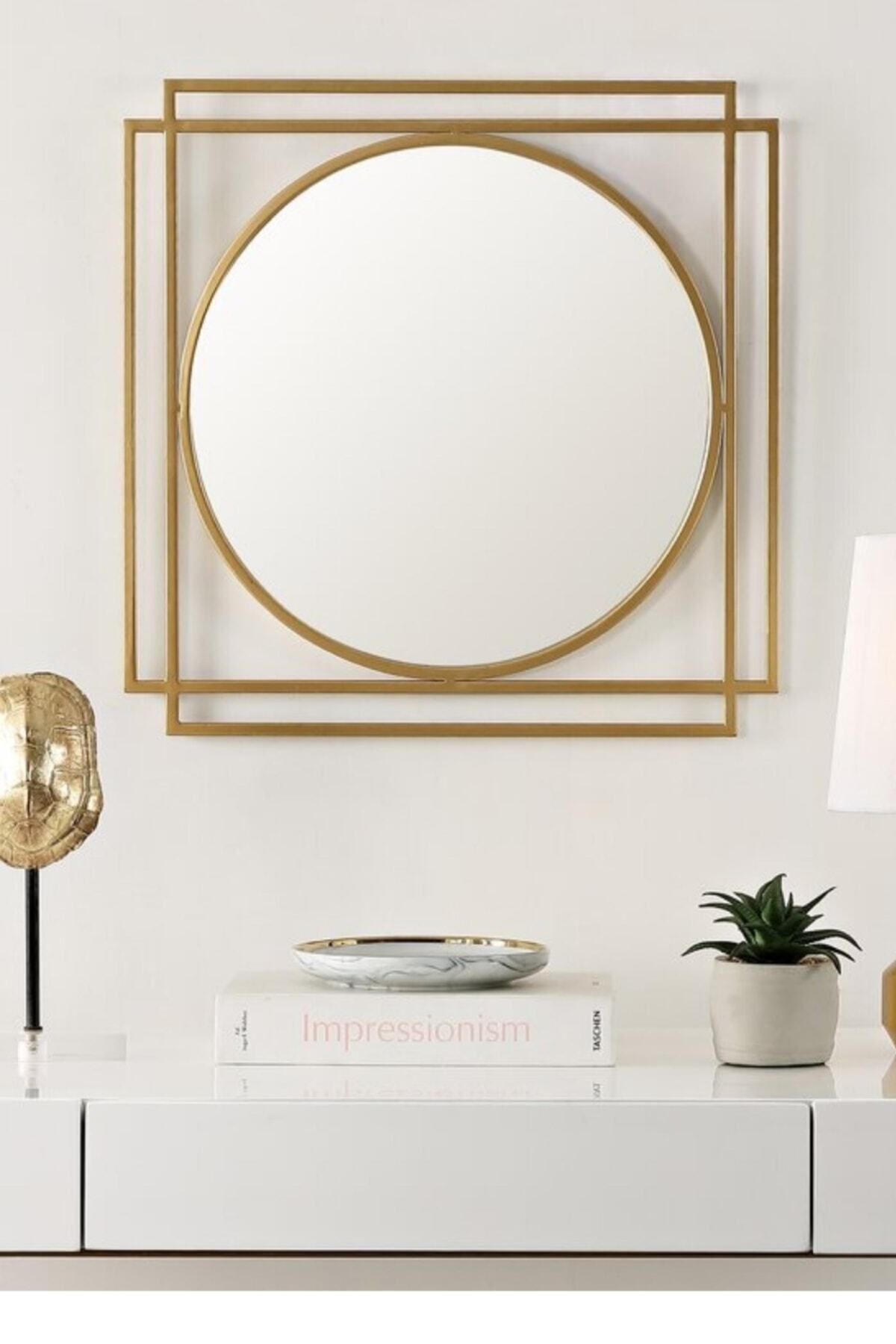 Tino Furniture Drax Gold Metal Decorative Console Mirror 1