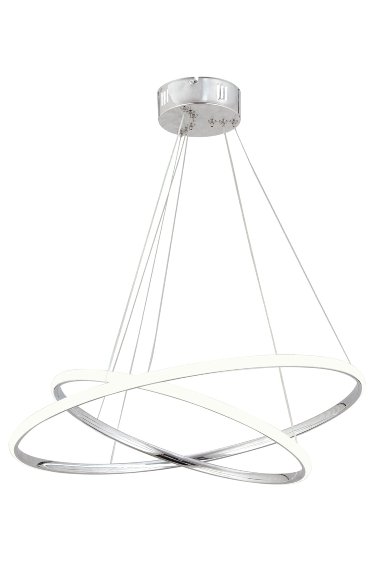 Dekorluna Bernardo 45x35 Large Circle Chrome Modern Pendant White Light LED Chandelier 4