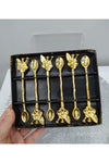 Evim Şahane 12 Piece Gold Japanese Rose Tea Spoon Set Coffee And Breakfast Gift Kitchen Utensil 8