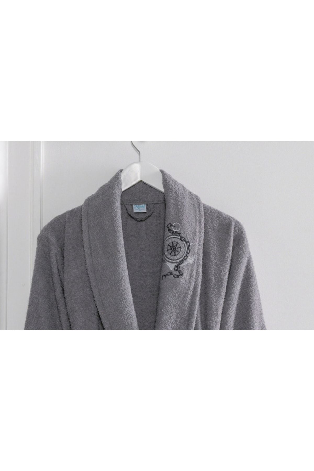 B2B Plus Embroidered Cotton 2-Piece Bathrobe Set | Gray 2