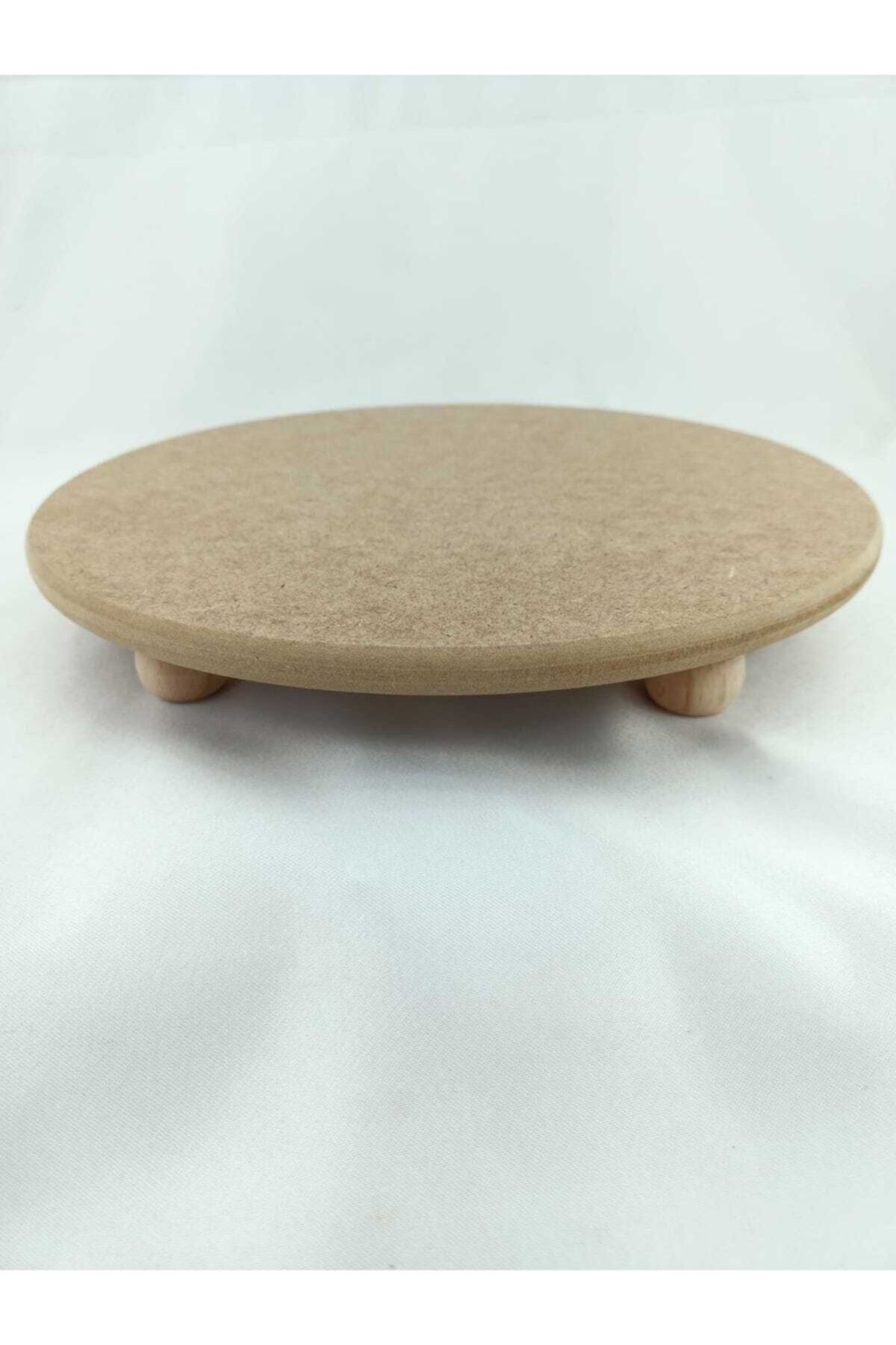 Neşeli Ahşap 28 Cm Round Footed Serving Board 3