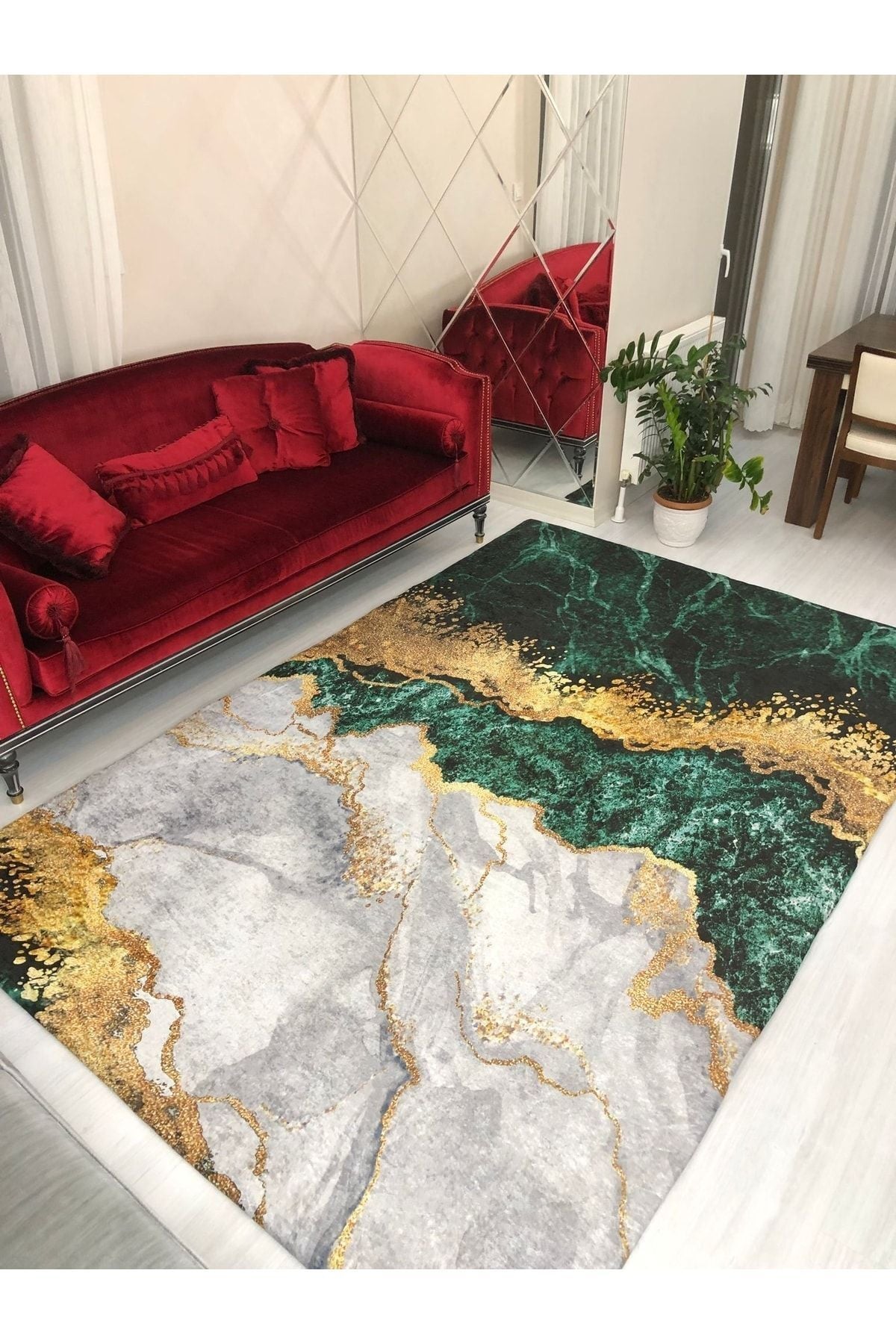 MEKA TEKSTIL Yeni Model Emerald Marble Rug Cover 4