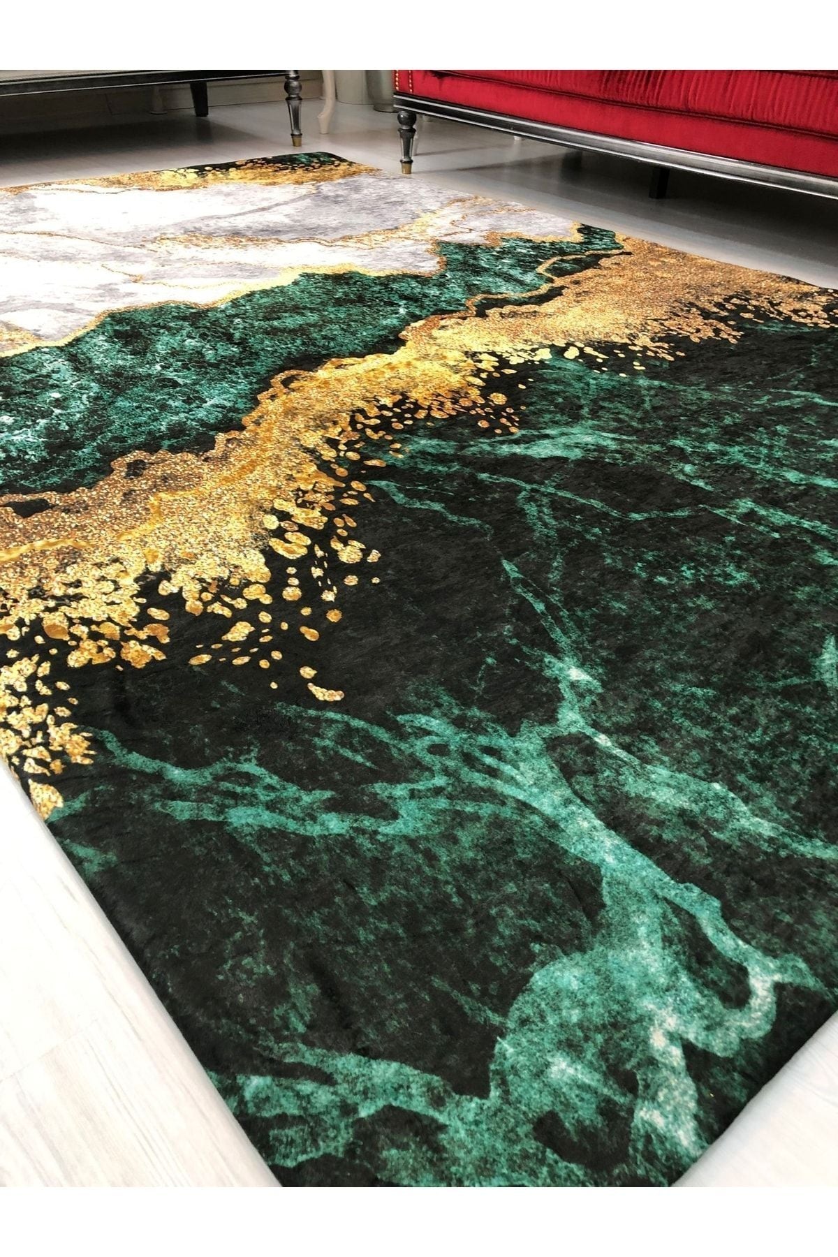 MEKA TEKSTIL Yeni Model Emerald Marble Rug Cover 5