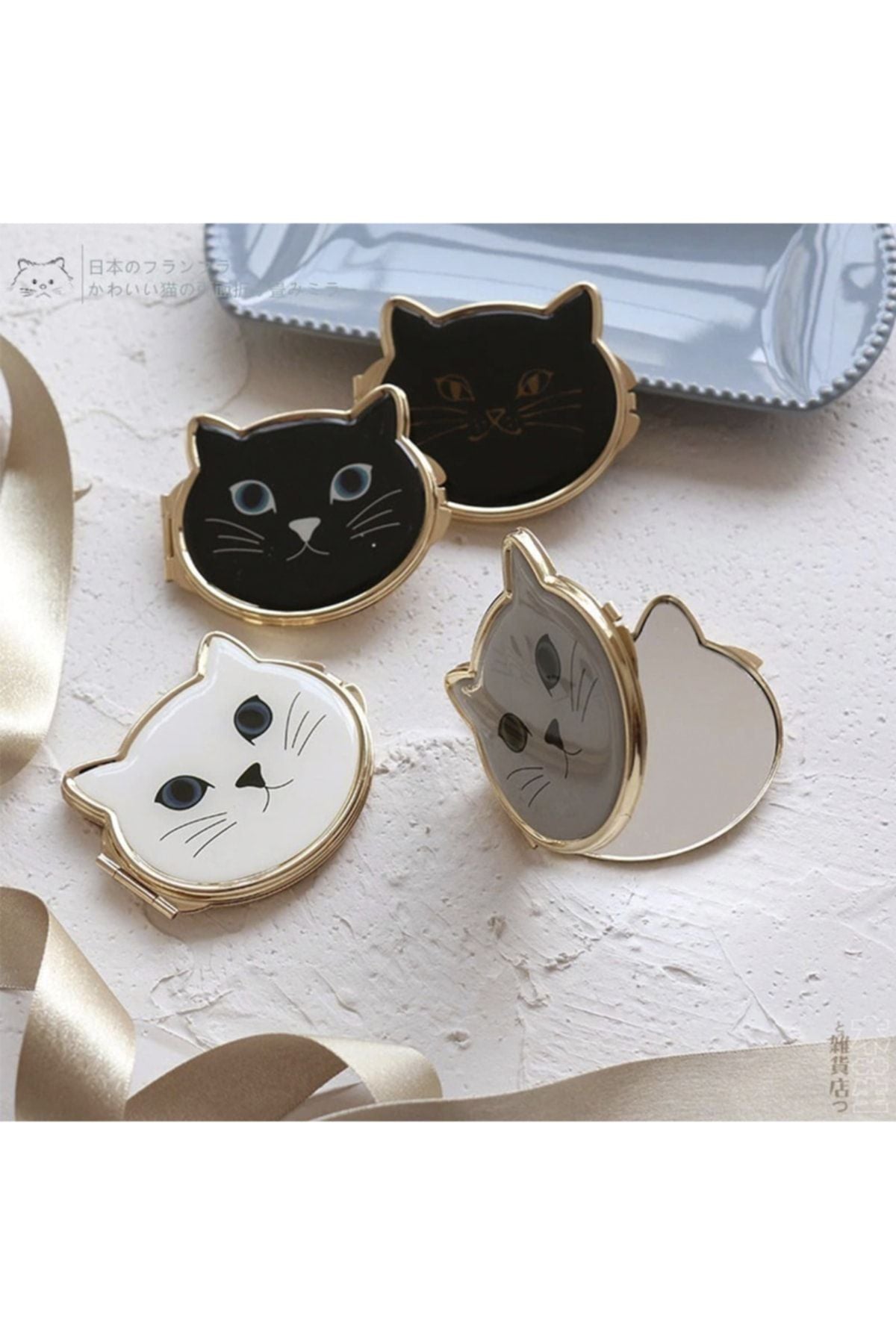 Zemtigo Cat Design Cosmetic Pocket Mirror with Cover 1