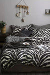 İQON Elastic Fitted Sheet Duvet Cover Set Double Zebra Black 2