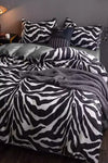 İQON Elastic Fitted Sheet Duvet Cover Set Double Zebra Black 3