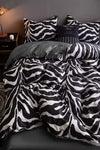 İQON Elastic Fitted Sheet Duvet Cover Set Double Zebra Black 4