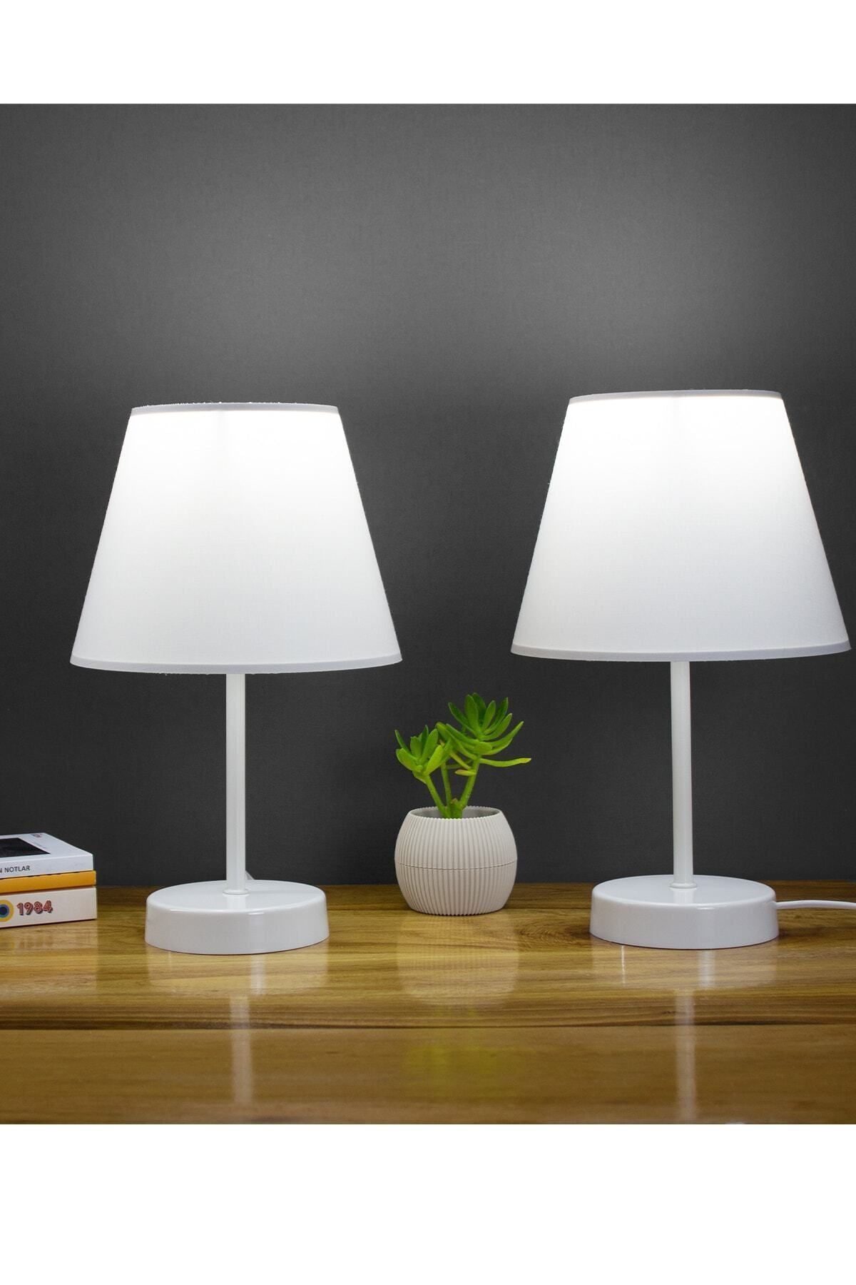 Vivido Abajur White Modern Dual Bedroom Lamp White Base Table Lamp 1