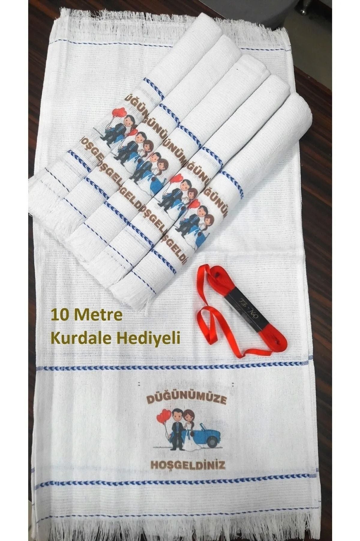 Yörük Tuhafiye Wedding Towel Car Towel Convoy Towel with Ribbon 12-Pack 1