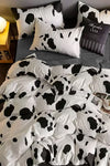 İQON Elastic Fitted Sheet Duvet Cover Set Double Full Dalmatian White 1