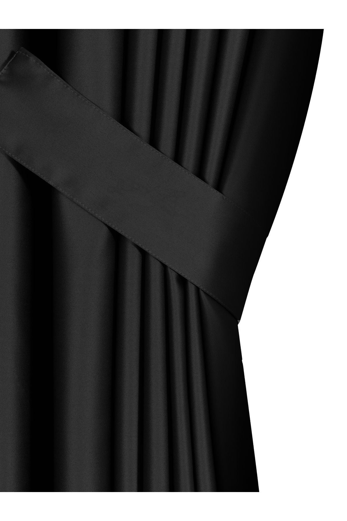 Perle Super Blackout Series Night Black Color Lightproof Pleated Curtain 3