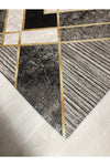 MEKA TEKSTİL Black Gray Gold Striped Elastic Velvet Carpet Cover 3