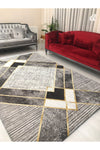 MEKA TEKSTİL Black Gray Gold Striped Elastic Velvet Carpet Cover 6